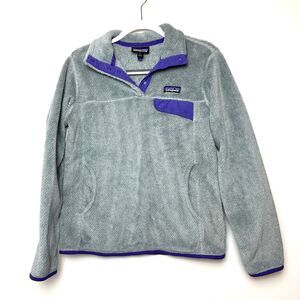 Patagonia‎ Women's Medium Polartec Snap T Re-Tool Fleece Pullover Gray Purple